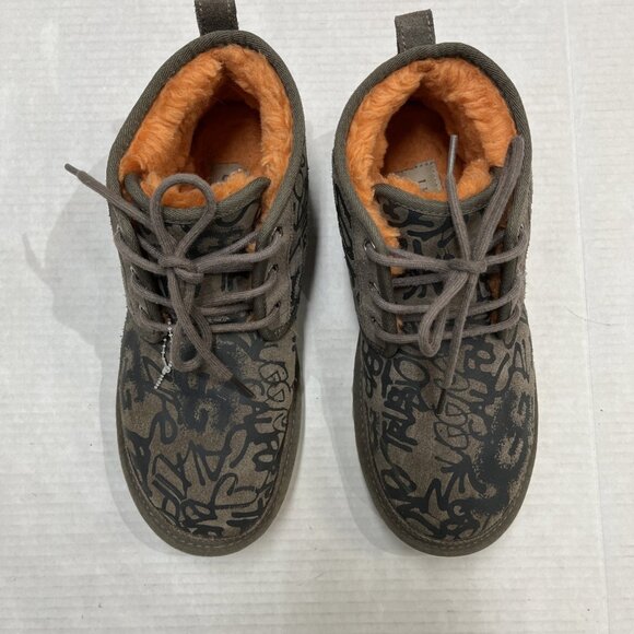 UGG Neumel Street Graffiti Boots Slate Womens 10 Orange Shearling Lined Lace Up - Picture 4 of 16